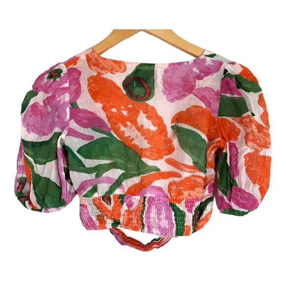 Banjanan Floral Aurora Top Short Sleeves V Neck XS - Picture 8 of 13